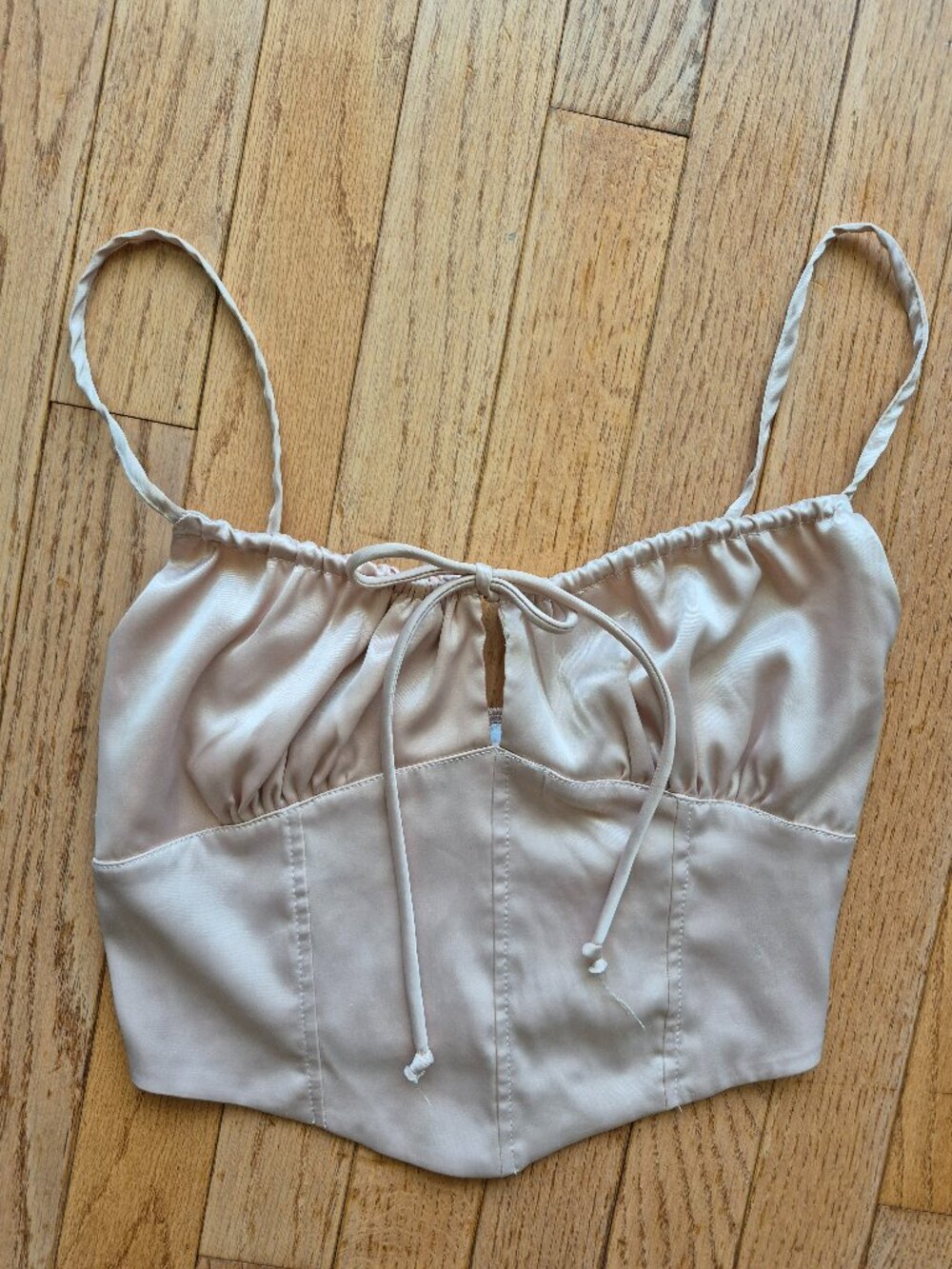 KIRIOUS Satin Champagne Crop Top XS
